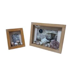 NWOT Set of 2 Beach Shadow Box Picture Frame for 4x6 & 2.5x3.5 pictures